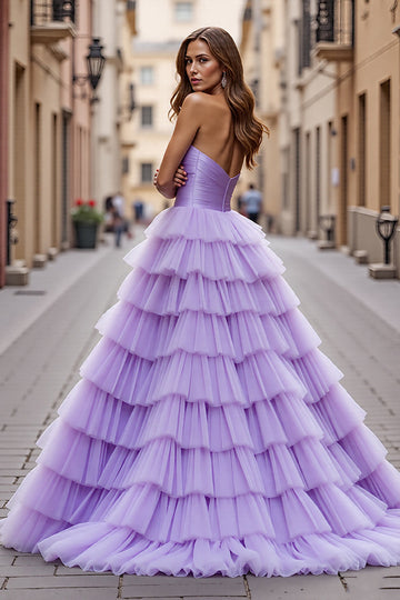 Tulle violet Robe de bal à volants